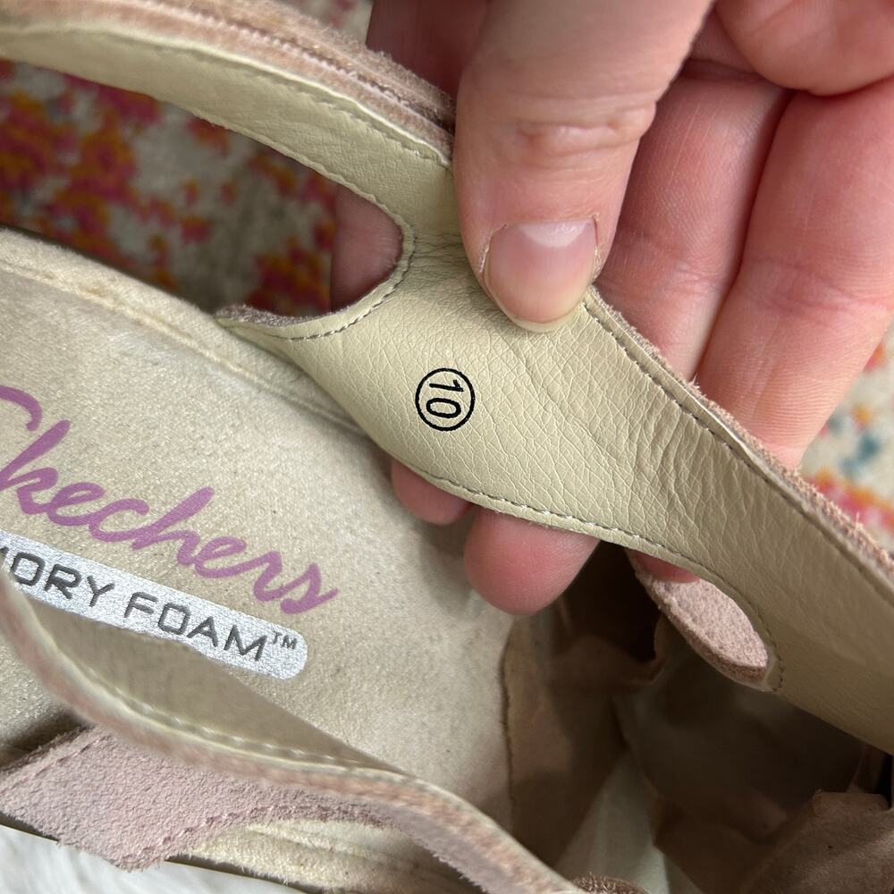 Skechers Pink Platform Wedge Sandal 10 Suede Ankle Strap Summer Comfy - Picture 8 of 8